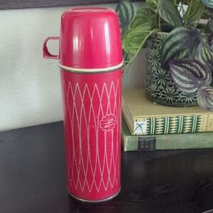 Vintage Thermos Brand Red Metal Thermos